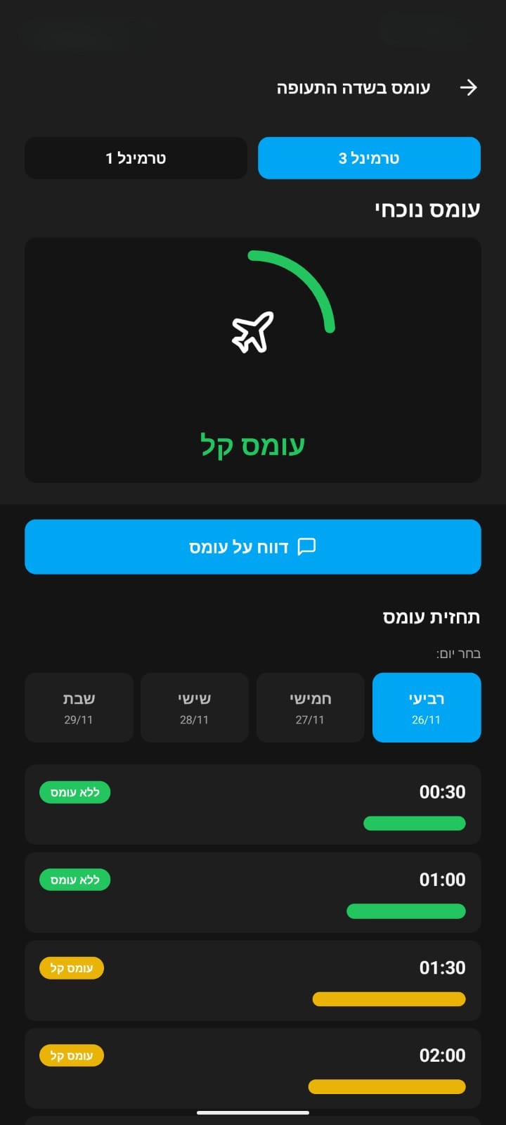 מסך עומס בשדה התעופה